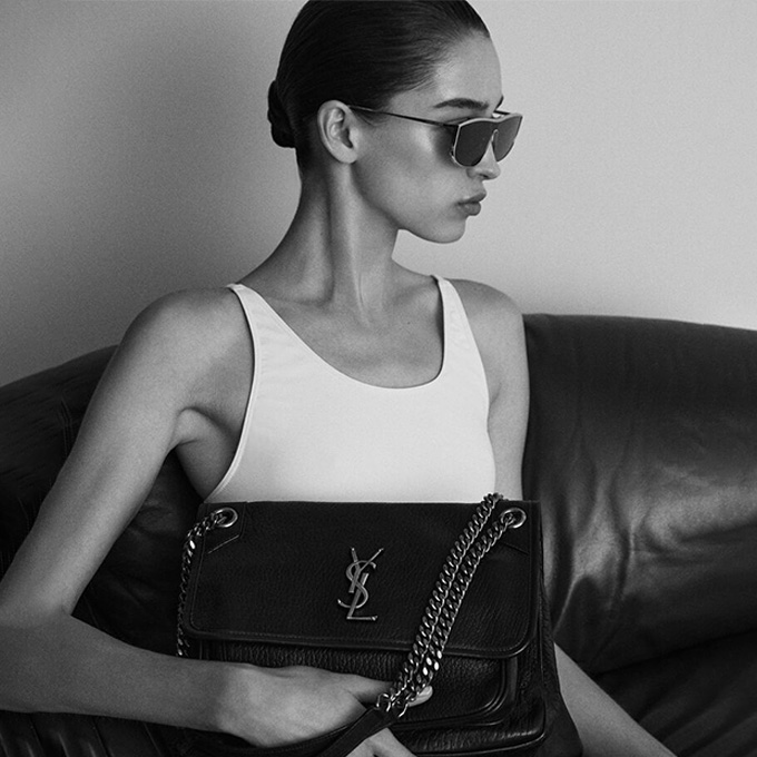 9a+ ysl medium niki grain de poudre lambskin shoulder bag